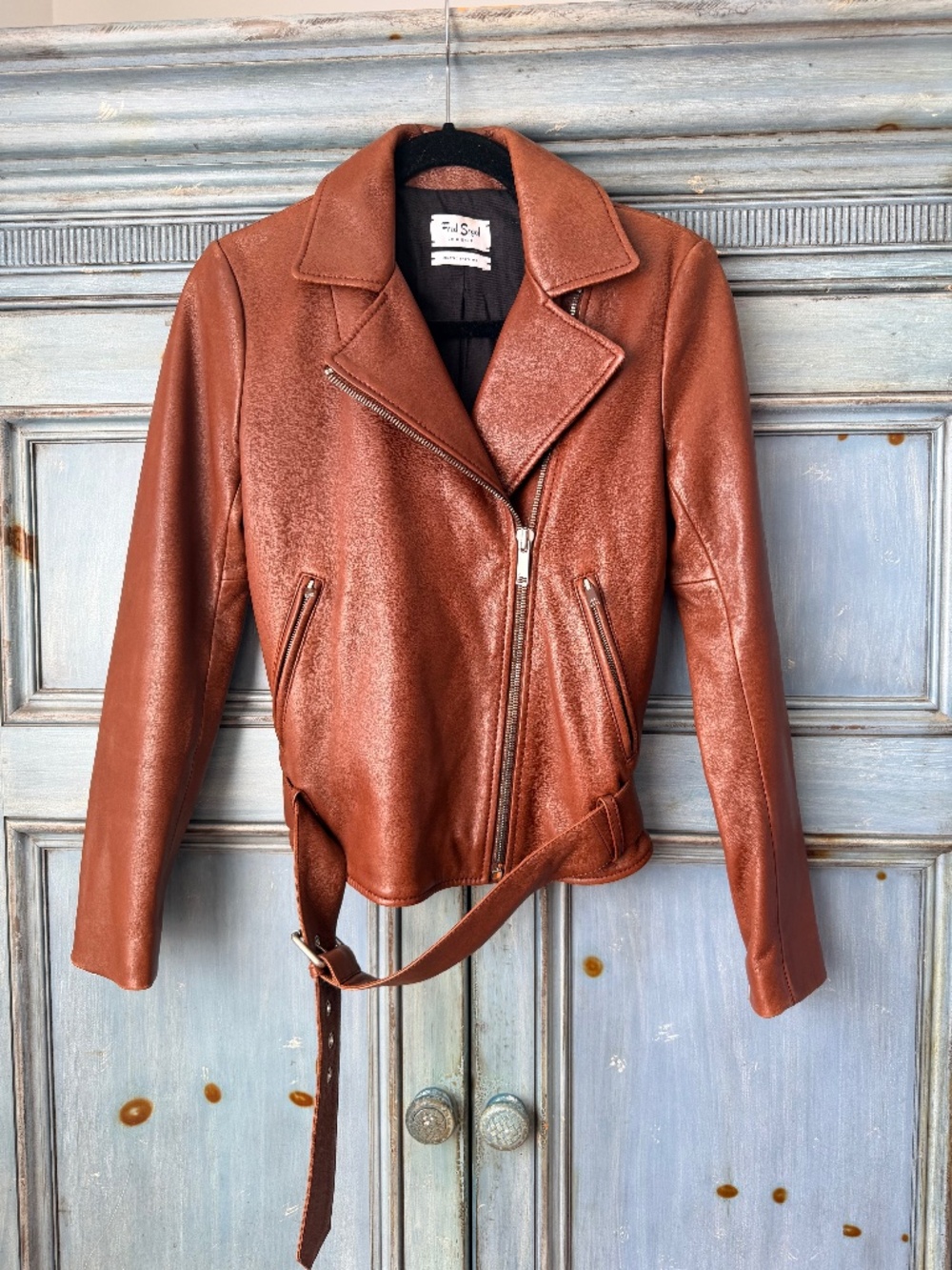 Leather Motorcycle Jacket Crafted by LTH in Cognac Size S